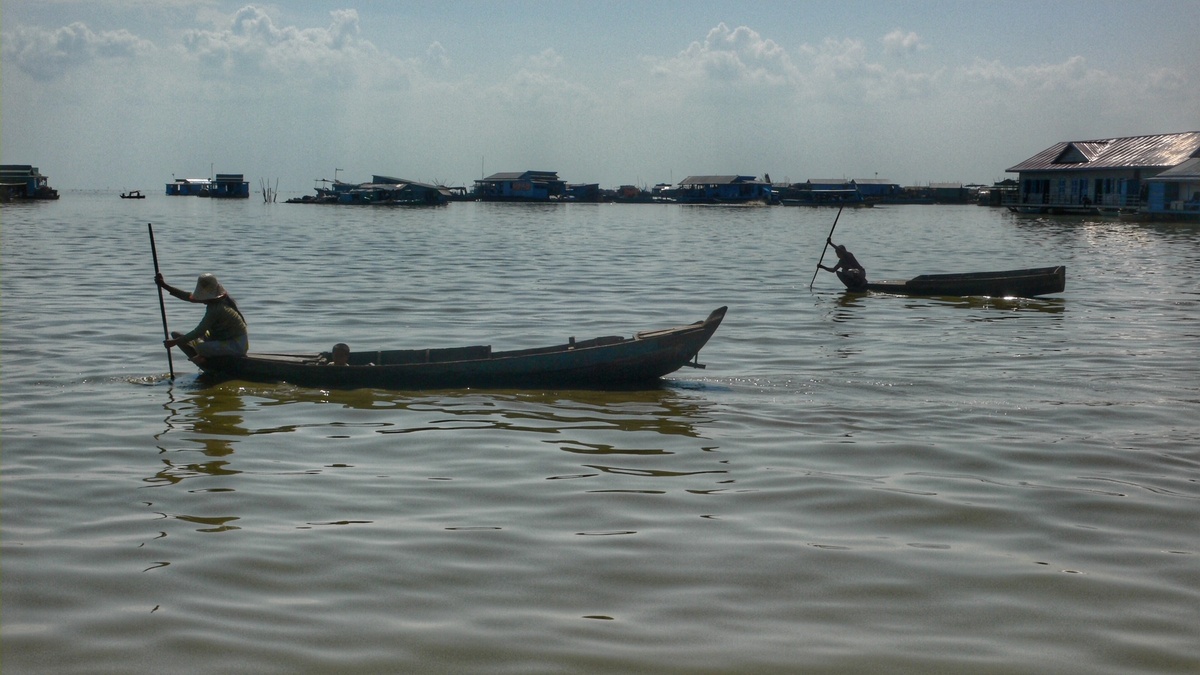 Плавучая деревня на озере Тонлесап в Камбодже