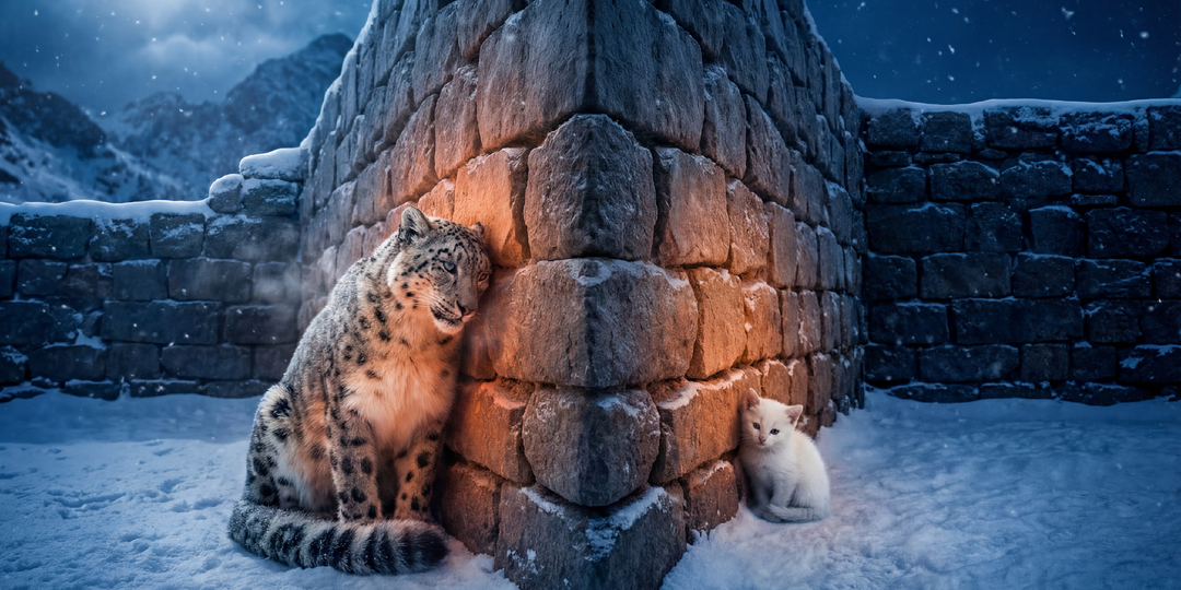 Снежный барс перестал есть и двигаться, пока не услышал писк за стеной