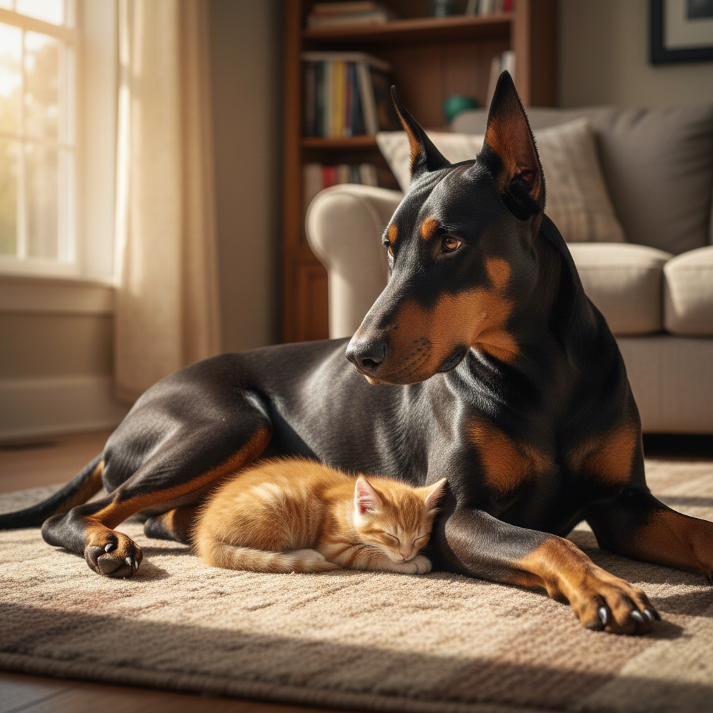 Трогательная история о доберманше Берте, которая усыновила и выкормила котёнка. Удивительные случаи дружбы между животными из ваших комментариев. Читайте реальные истории в блоге «Жизнь с лапками».