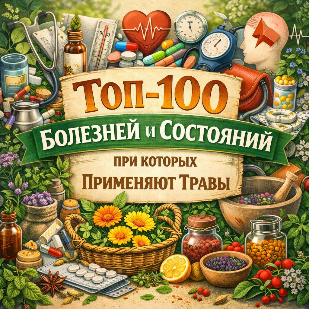 Топ-100 болезней и состояний, при которых применяют травы