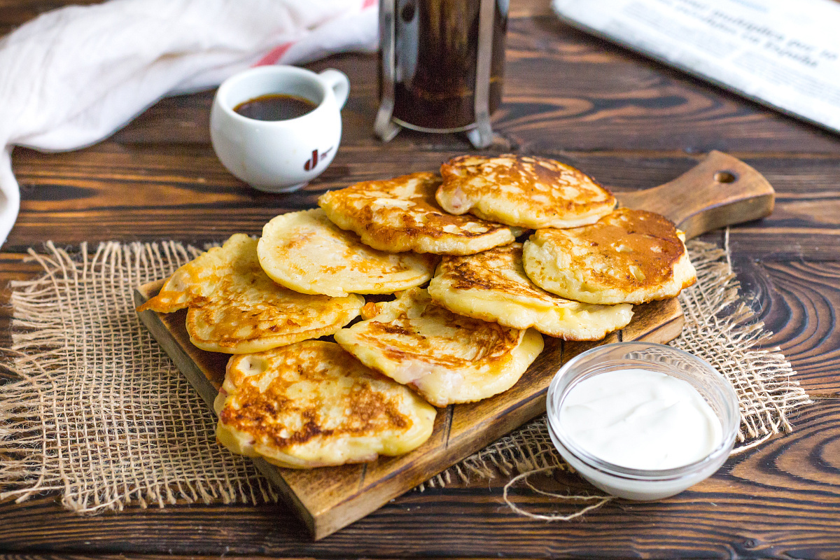 Оладьи «Сырный Джек» на кефире с чеддером и беконом