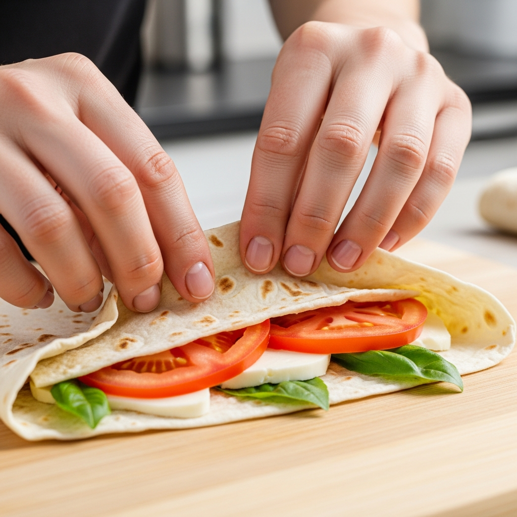 Сворачивайте лаваш плотно, чтобы сыр при плавлении не вытекал наружу.