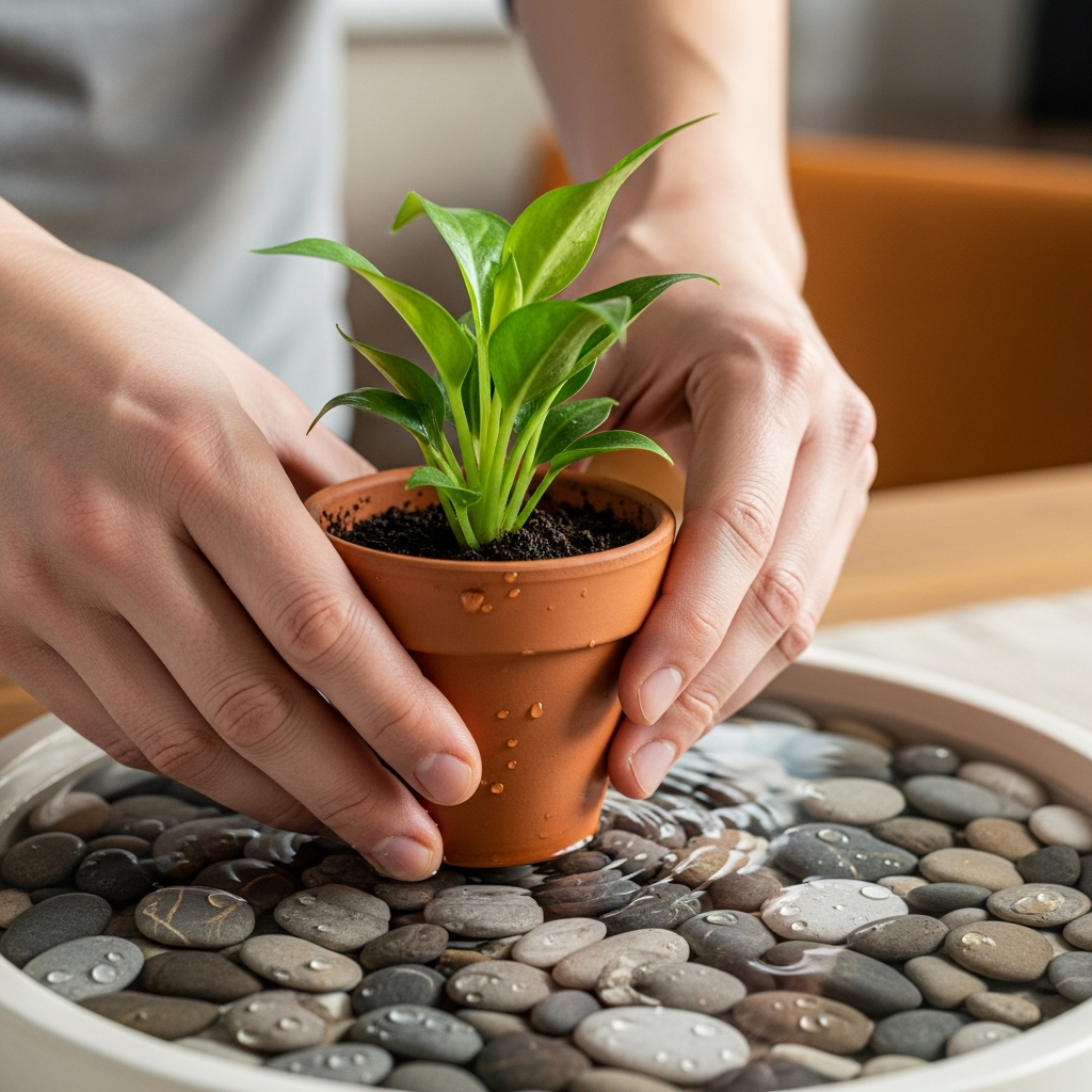Поддон с галькой — это увлажнитель воздуха, который работает 24/7 без электричества.