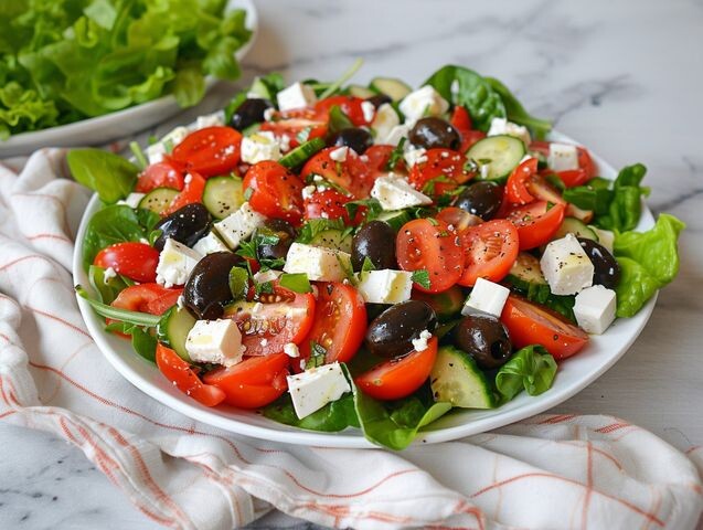 🥗 1. Греческий салат экспресс (5 мин)Ингредиенты (2 порц.):                                           2 огурца, 10 черри, ½ лука, 100г феты, маслины, масло.- Нарезать всё кубиками.- Полить маслом + орегано, перемешать.Свежо и витаминно! Кал: 180.