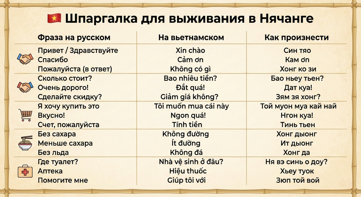 Шпаргалка для Вьетнама