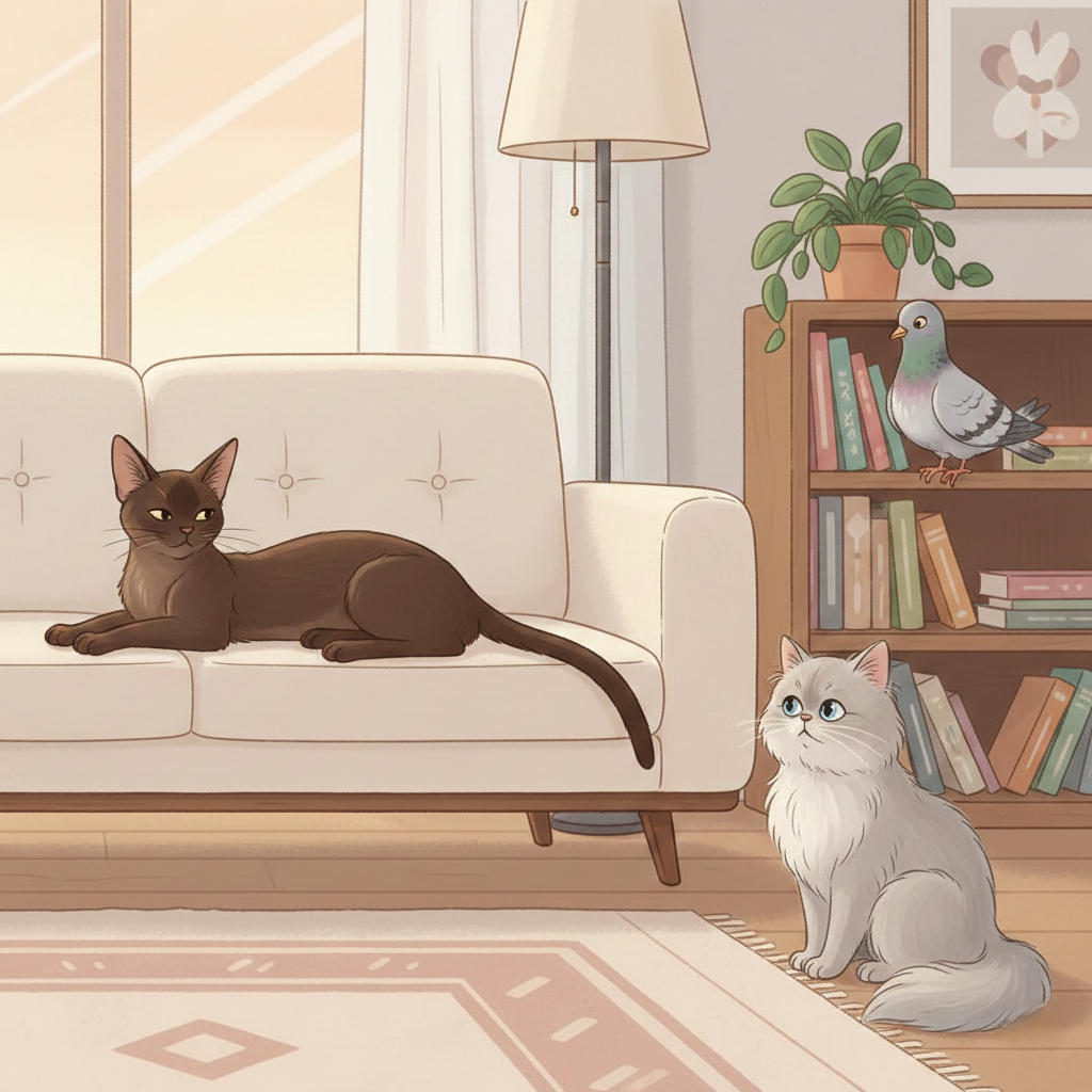 Дневник Моисея, выпуск 23. Моисей наблюдает, как кот Нафаня демонстрирует высшее гостеприимство — ненавязчивую доступность. Философская зарисовка о том, как быть рядом, не душая заботой. Читайте в блоге «Жизнь с лапками».