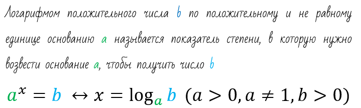 Читается это так: икс равен логарифму числа бэ по основанию а