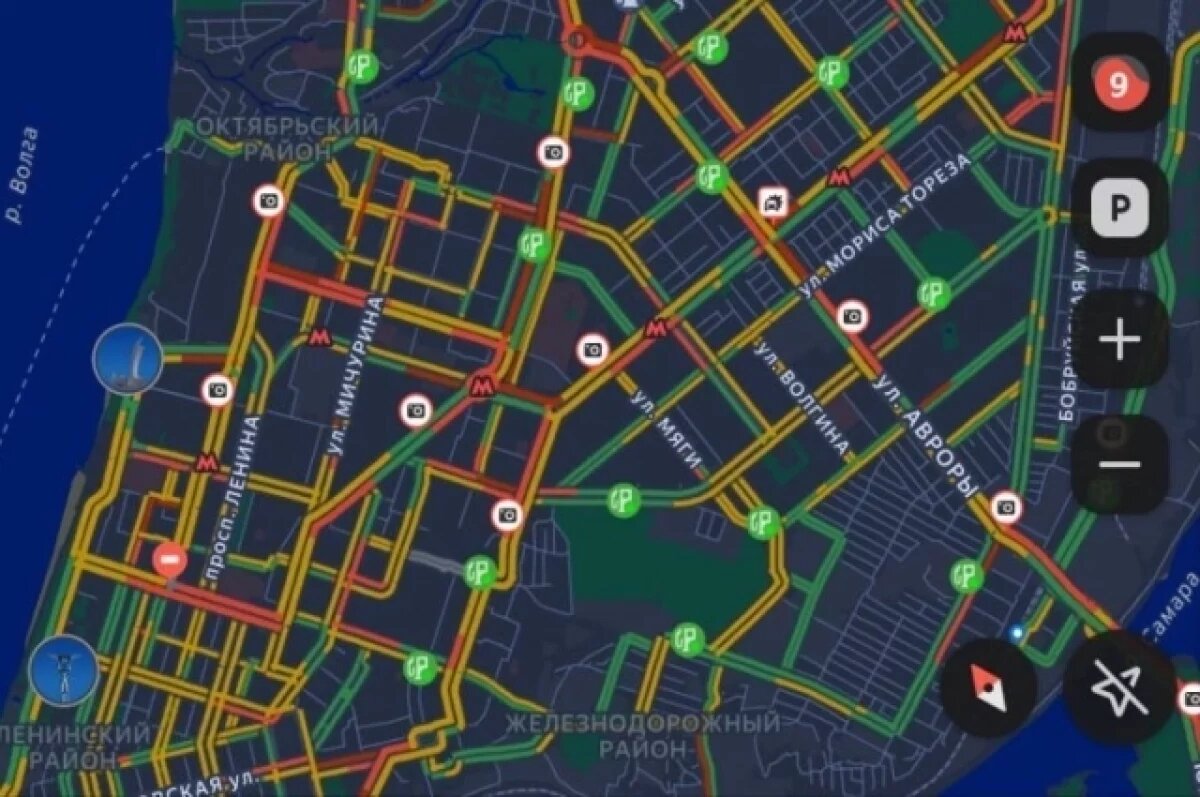    Названы 10 самых загруженных улиц Самары в 9-балльные пробки 3 февраля