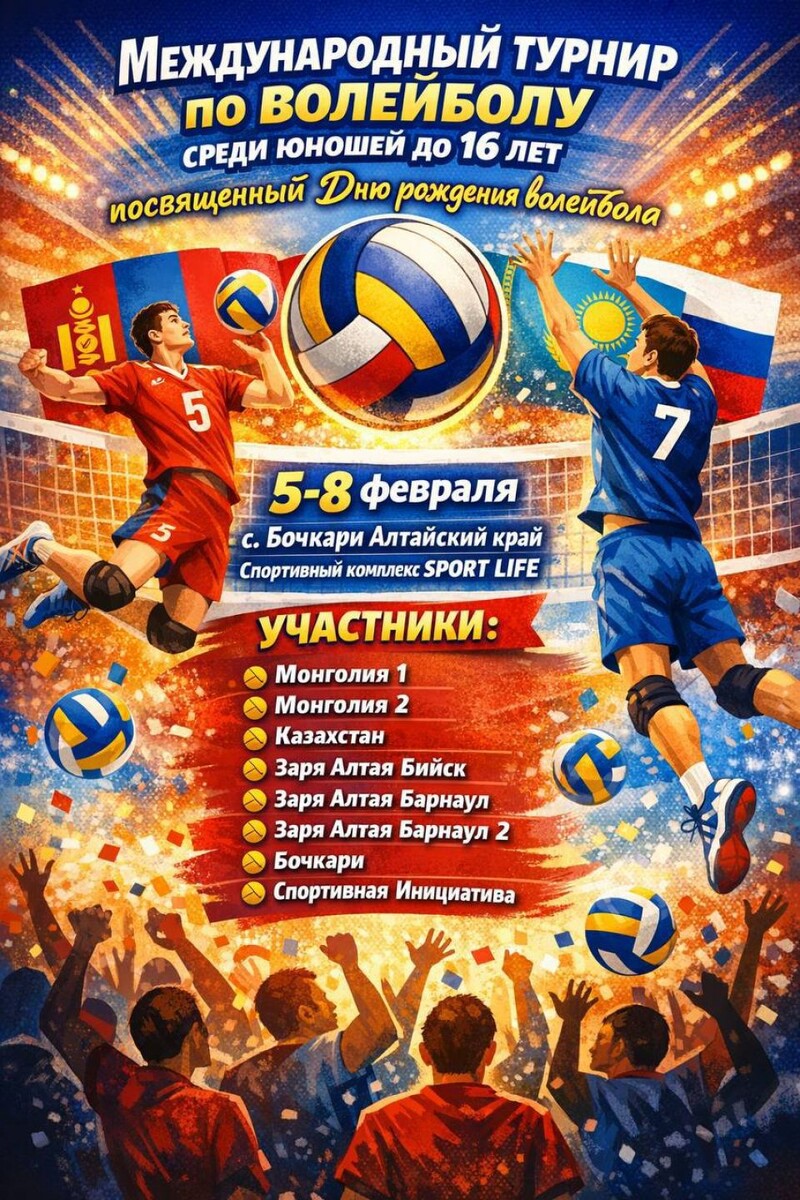    5-8 февраля. Бочкари. СК «Спорт лайф». Международный турнир среди юношей до 16 лет, посвященный Дню рождения волейбола