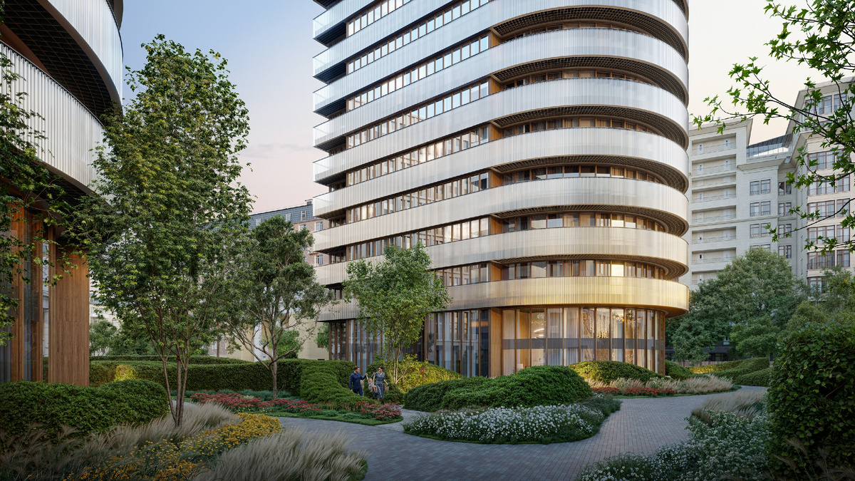 Дома с полукруглыми террасами в клубном квартале «Фрунзенская набережная»