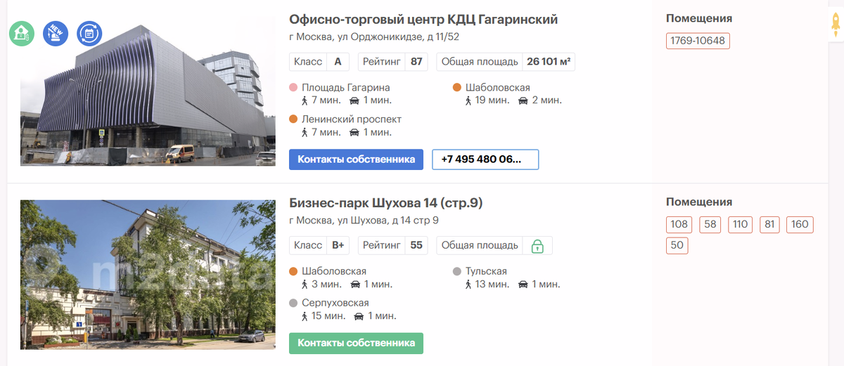 Фото: m2data.net. Сверху здание в продвижении, снизу без продвижения 
