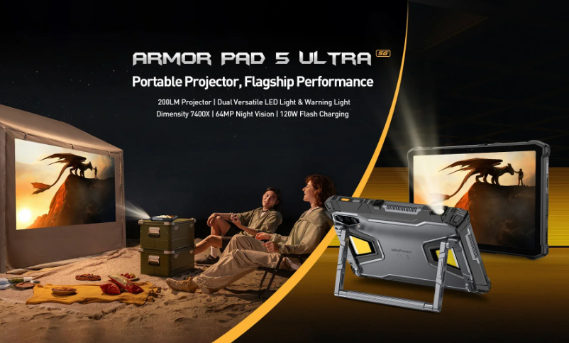Ulefone Armor Pad 5 Ultra 5G прочный планшет с FHD и портативным проектором 200 лм