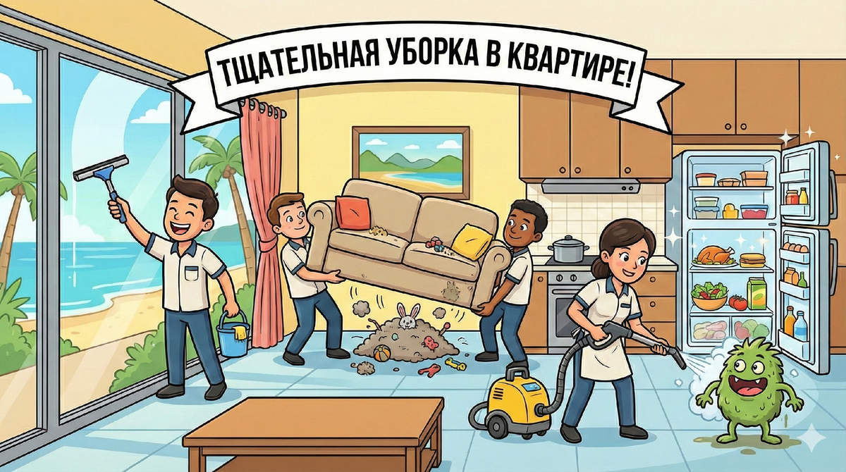 Тщательная уборка в квартире
