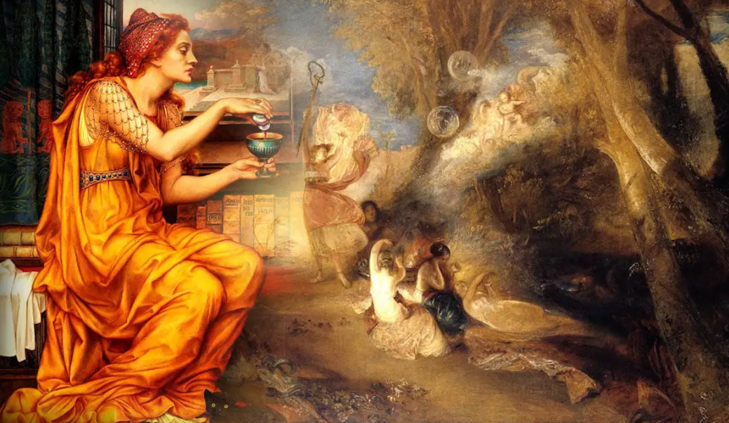 Коллаж с картиной Эвелин де Морган. Медея, 1903. Центр де Морган, Лондон