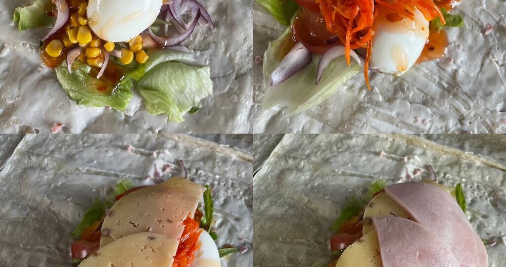 Лаваш с овощами, яйцом и сладким чили — любимый завтрак-перекус