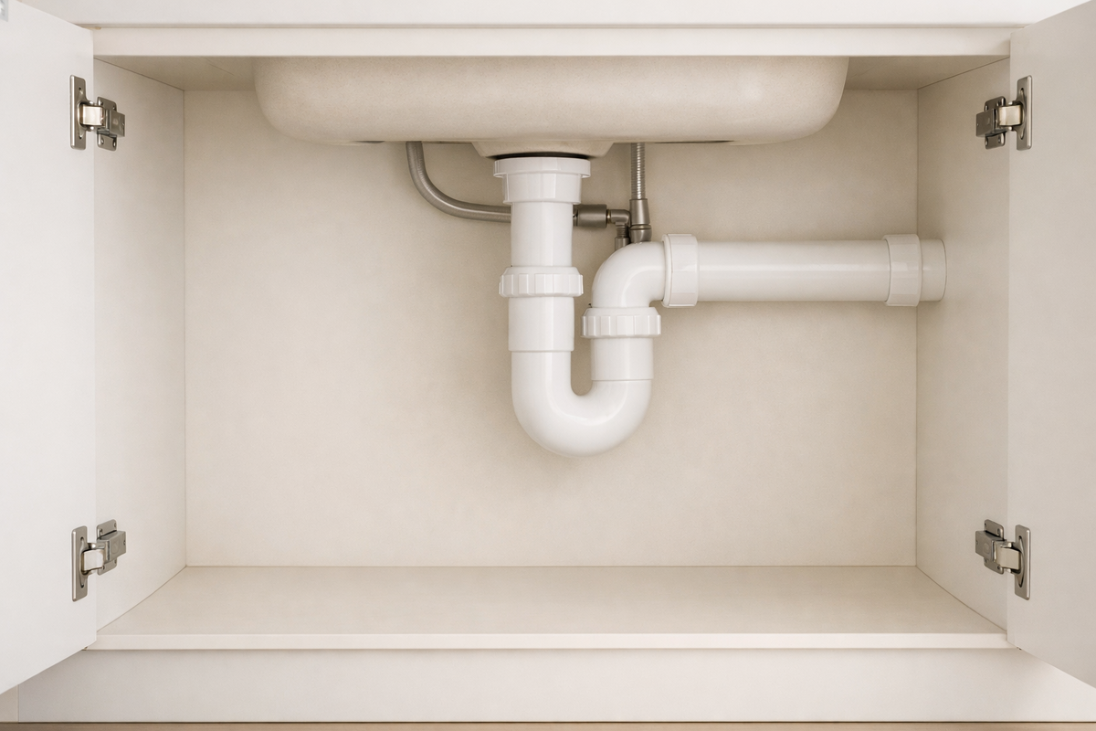 Сифон с гидрозатвором — главный барьер от запаха канализации: вода в изгибе перекрывает путь газам.