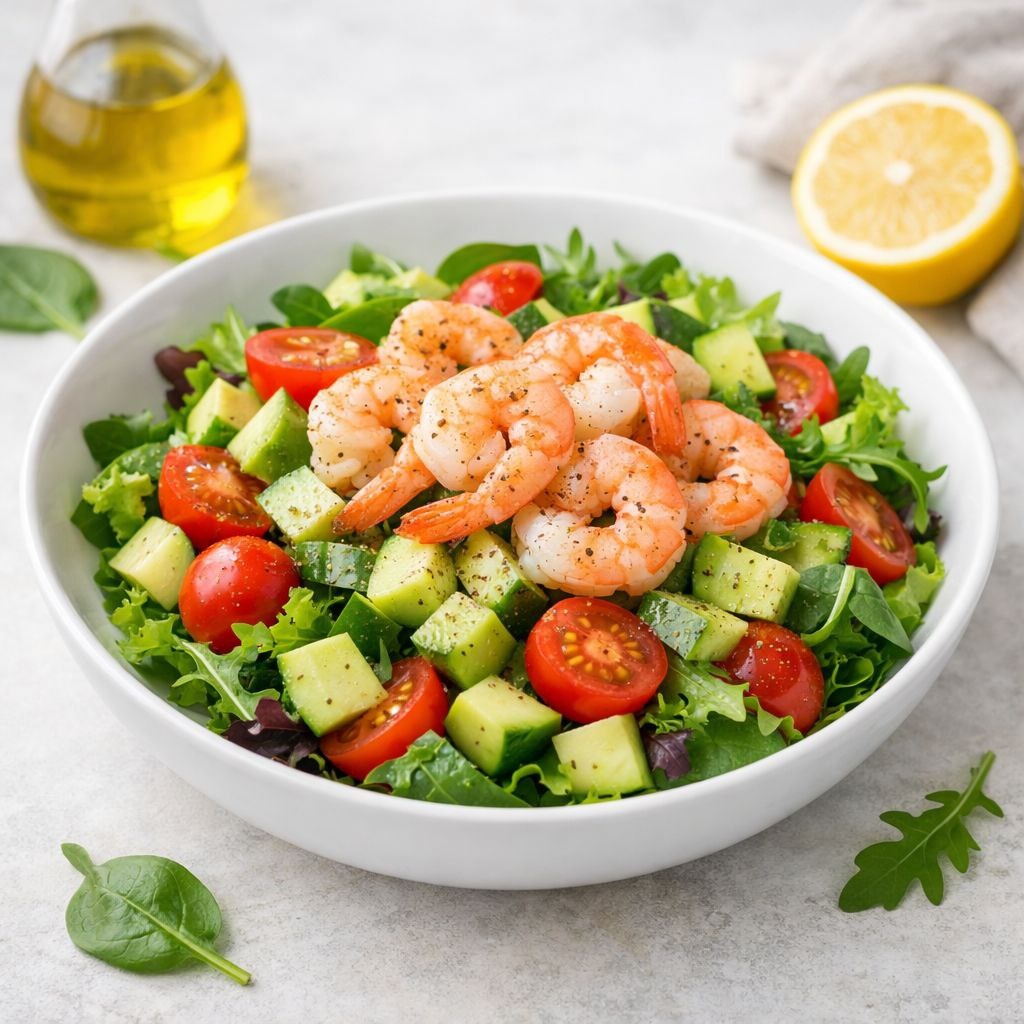 Креветочный салат с авокадо