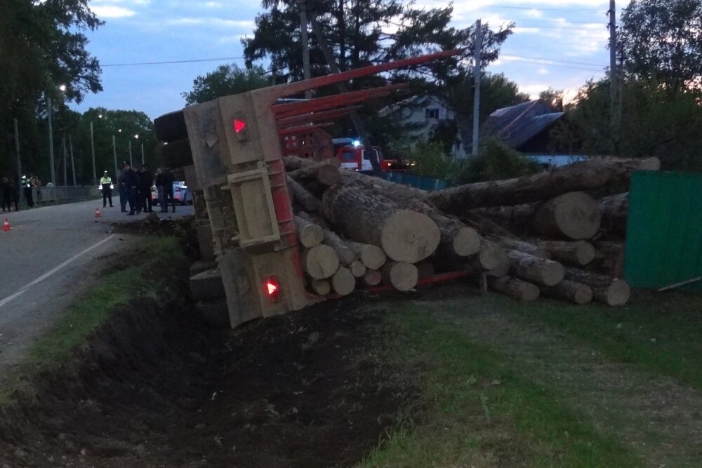    Инерция при падении была такая, что лесовоз прокопал небольшую канаву — отбежать в сторону у школьников не было ни шанса. Фото: Прокуратура Хабаровского края
