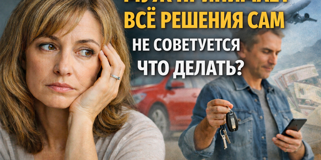 Что делать, если муж перестал советоваться и принимает все решения сам — от крупных покупок до планов на жизнь