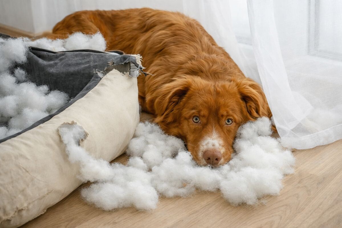 Почему собака грызёт свою лежанку