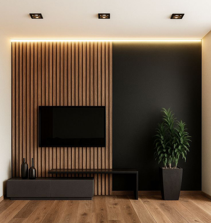 Зона ТВ - в темных оттенках. 