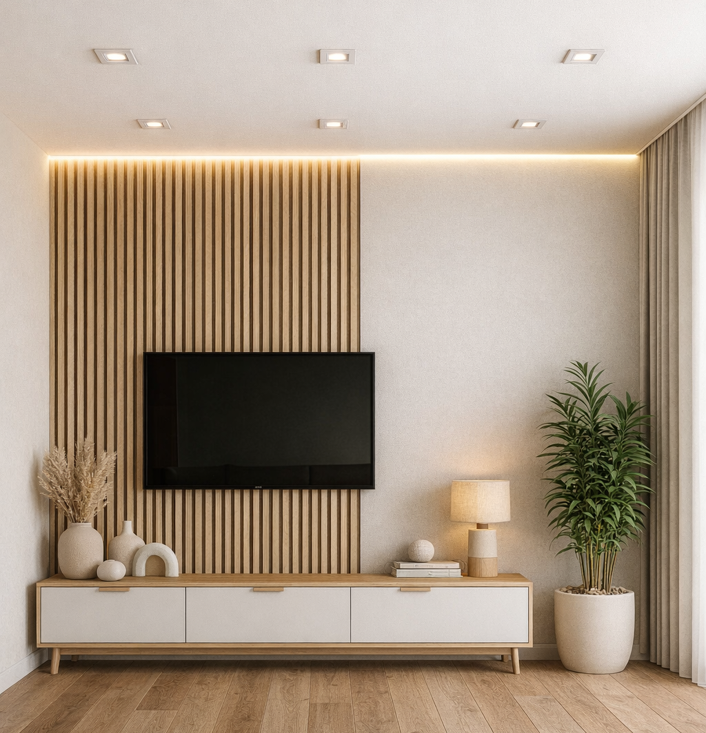 Зона ТВ в светлых оттенках 