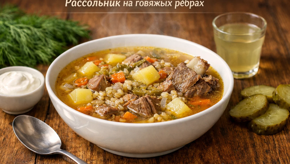 Почему бульон для рассольника лучше варить на говяжьих рёбрах, а не на курице