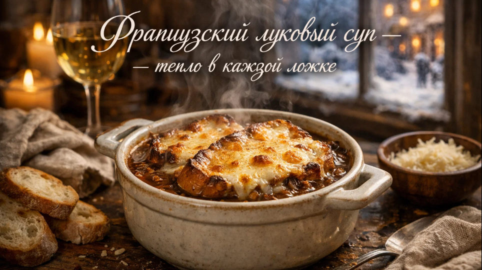 Луковый суп по-французски с гренками и сыром: согревает в морозные вечера