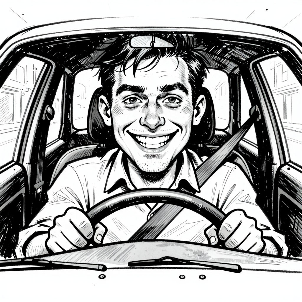 Пьяный водитель - Картинка создана нейросетью Алиса AI