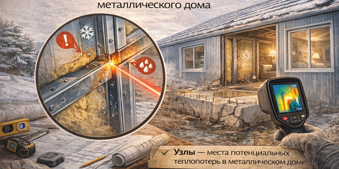 Почему именно узлы определяют тёплый контур металлического дома.