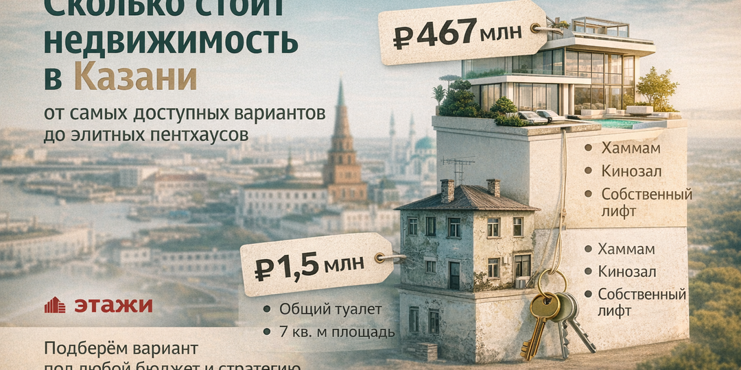 Сколько стоит недвижимость в Казани: от самых доступных вариантов до элитных пентхаусов