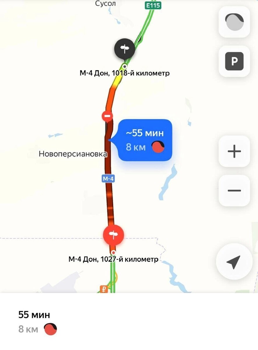    На видео попала 20-километровая пробка в Ростовской области   Яндекс / «Яндекс. Карты»