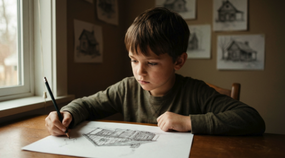 Мальчик 10 лет рисовал один и тот же дом. Родители думали — фантазия. Пока не поехали по нарисованному адресу