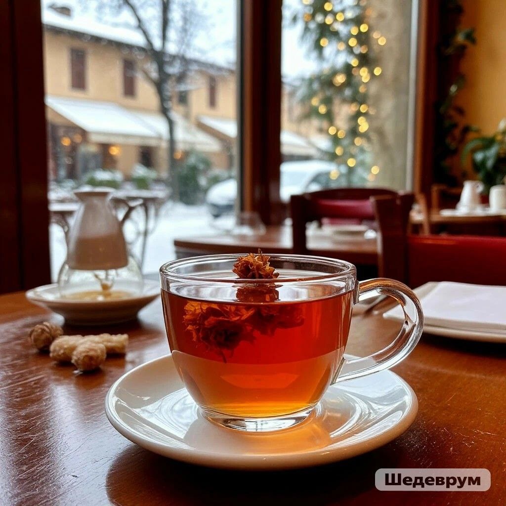 Чай с шиповником и медом, изображение сгенерировано с помощью ИИ