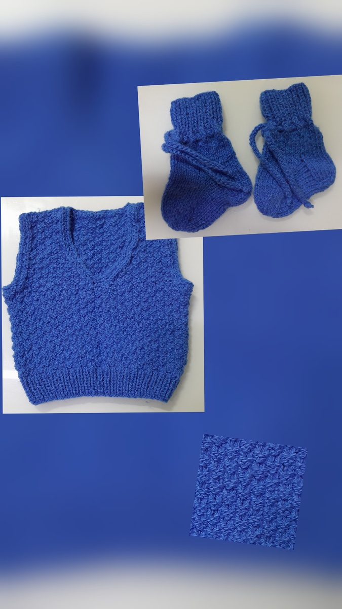 Ещё один комплект на малыша,тоже заказ...жилетка+носочки весят 171 гр.