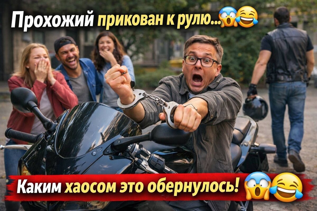 Он оставил мотоцикл на улице… и это стало самой смешной сценой дня 😂🔥