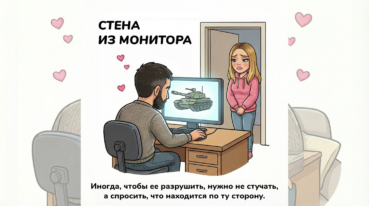 Муж снова там, в своем виртуальном мире, где грохочут «танчики». А я здесь...
