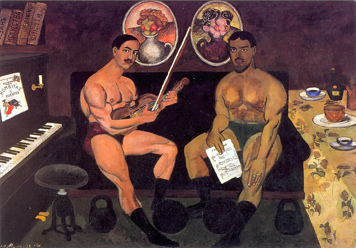 «Автопортрет и портрет Петра Кончаловского», Илья Машков, 1910