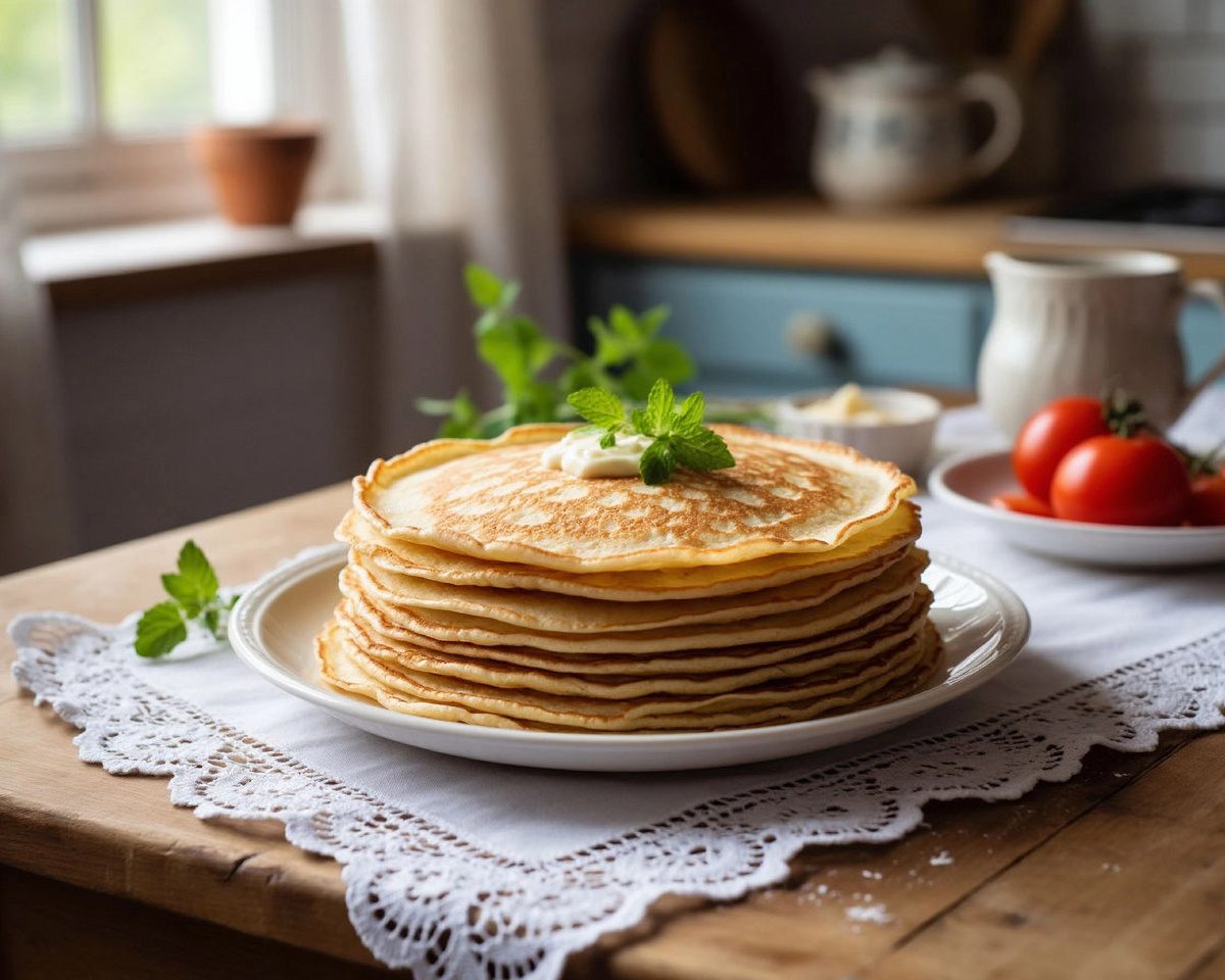 Тонкие блины на воде с яйцами — идеальные ажурные блинчики с дырочками: пошаговый рецепт 🥞✨