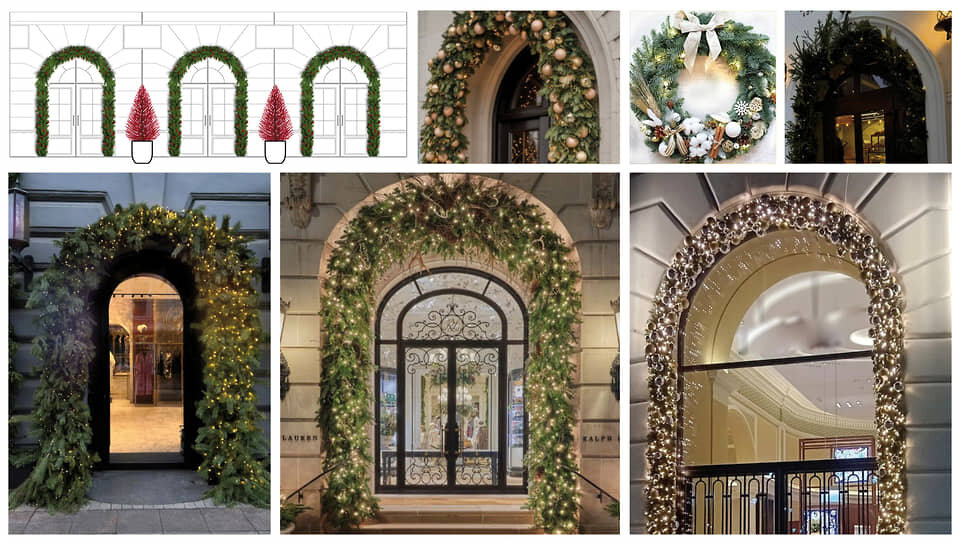 Один из вариантов оформления входов в здания, витрин и окон к Новому году и Рождеству.📷Фото: Комитет по градостроительству и архитектуре Санкт-Петербурга