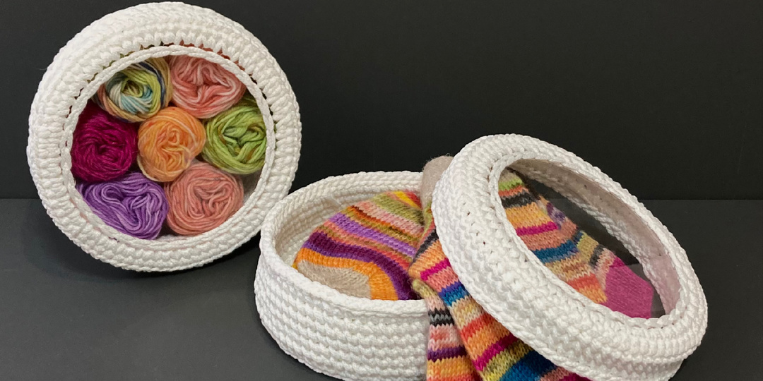 Классные шкатулки для мелочей с прозрачной крышкой. Вязание крючком из шнура. Часть 2.