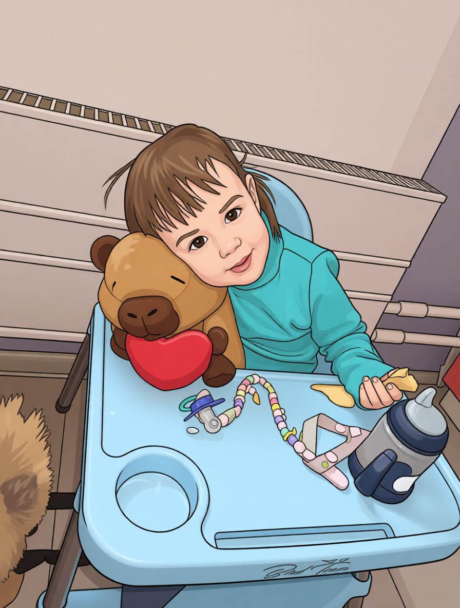 У младшей дочки тоже уже появились нежные чувства к этим зверькам. Как обычно мультяшный фильтр на живой кадр, ибо пока я ещё не готова показывать фото своих детей