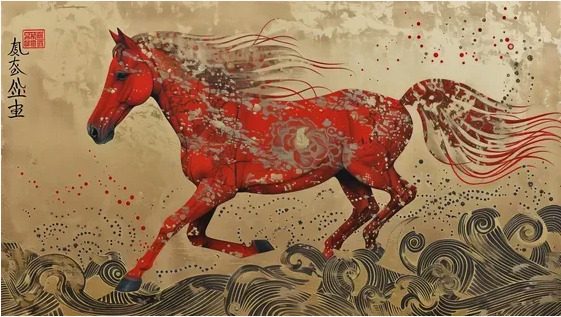 Красный конь в китайской живописи