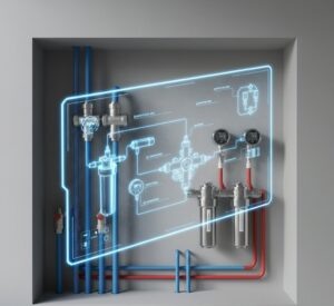    Типовая схема включает в себя обязательный набор элементов: от запорных кранов и фильтров грубой очистки до редукторов давления и приборов учета.
