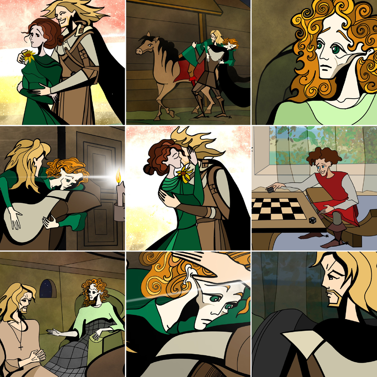 Сцены из жизни рыцаря Сандро и его близких - Альго, Элиша и Георга