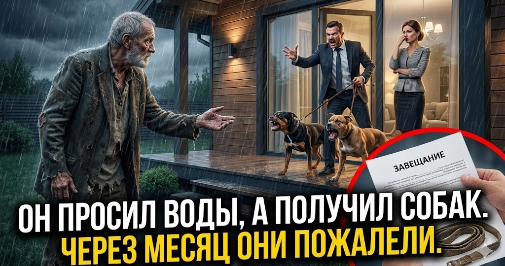 Старик попросил воды, а муж спустил на него собак. Через месяц нотариус зачитал фамилию, от которой в зале повисла гробовая тишина