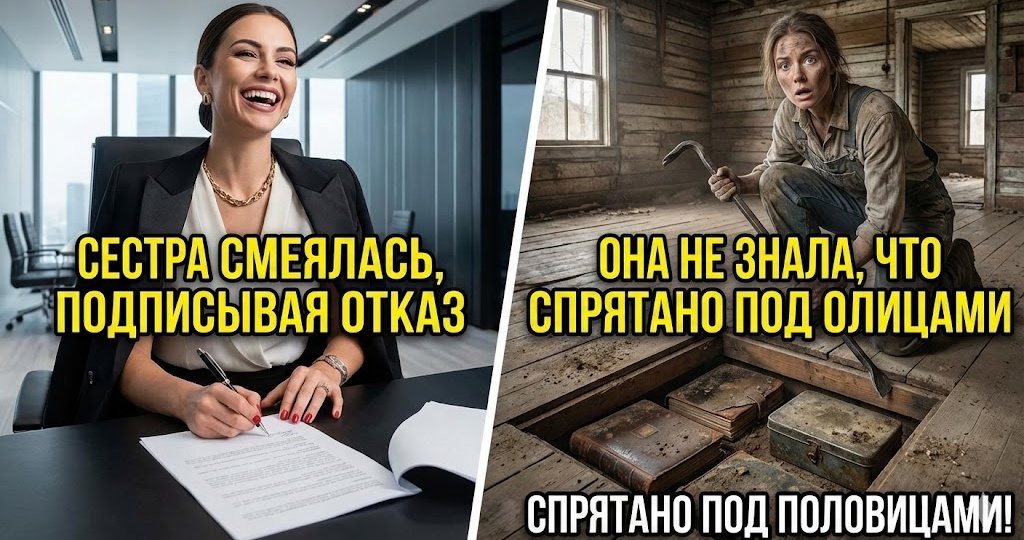 «Забирай этот сарай и убирайся»: Сестра смеялась, подписывая отказ от наследства. Она не знала, что спрятано под половицами