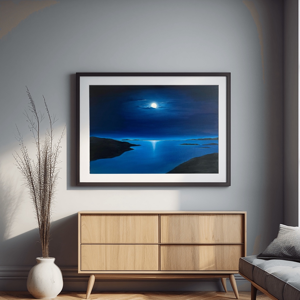 Моя работа "Полнолуние". Идеально подходит для центра дома. Холст 60*50см, масло. Стоимость по запросу. 