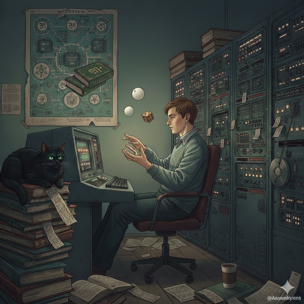 "Саша Привалов: Будничный телекинез в машинном зале", иллюстрация создана сетью Джемини