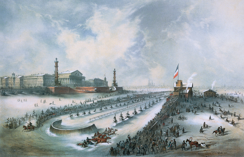 Зимние забавы на льду в Петербурге до революции